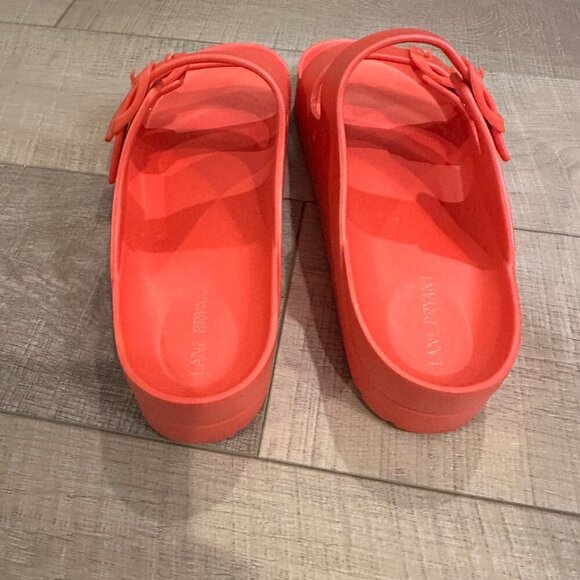 Lane Bryant Womens coral Double-Buckle Slide Sandals Size 10 Lightweight - Picture 6 of 10